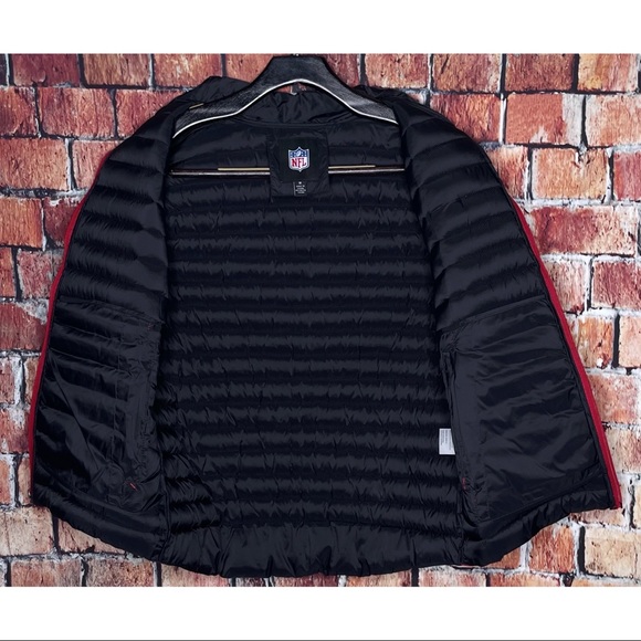 NWT Atlanta Falcons NFL Men’s Red Black Medium Full Zip Puffer Vest Jacket - Picture 5 of 5